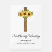 Sunflower cross Memorial Funeral Acryl Bord (Voorkant)