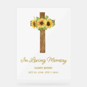 Sunflower cross Memorial Funeral Acryl Bord (Voorkant)