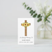 Sunflower Cross Memorial Funeral Prayer Card Visitekaartje (Staand voorkant)