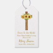 Sunflower Cross Memorial Funeral Seed Packet Cadeaulabel (Voorkant)