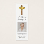 Sunflower Cross Photo Funeral Bookmark Mini Visitekaartjes (Voorkant)