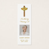 Sunflower Cross Photo Funeral Bookmark Mini Visitekaartjes (Voorkant)