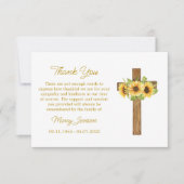 Sunflower Cross Sympathy Thank You Card Bedankkaart (Voorkant)