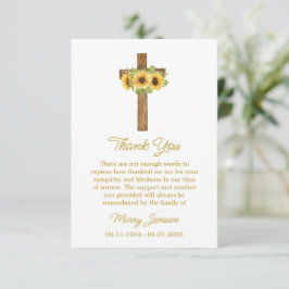 Sunflower Cross Sympathy Thank You Card Bedankkaart