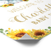 Sunflower Cute Elephant Boy Baby shower Welkom Poster (Hoek)
