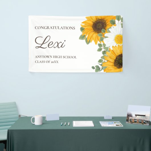 Sunflower Daisies Graduation Party Gefeliciteerd Spandoek (Beurs)