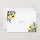 Sunflower Daisy Blue Floral Rustic Waterverf RSVP (Achterkant)