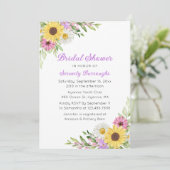 Sunflower Daisy Boho Garden Bridal Shower Kaart (Staand voorkant)