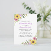 Sunflower Daisy Boho Spring  Garden Bachelorette Uitnodiging Briefkaart (Staand voorkant)