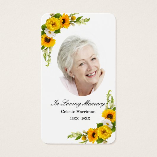 Sunflower Daisy Floral Foto Funeral Prayer Kaart (Voorkant)