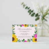 Sunflower Daisy Floral Wedding Accommodatie Informatiekaartje (Staand voorkant)