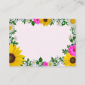 Sunflower Daisy Floral Wedding Accommodatie Informatiekaartje (Achterkant)