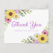Sunflower Daisy Garden Floral Wedding Thank You Briefkaart (Voorkant)