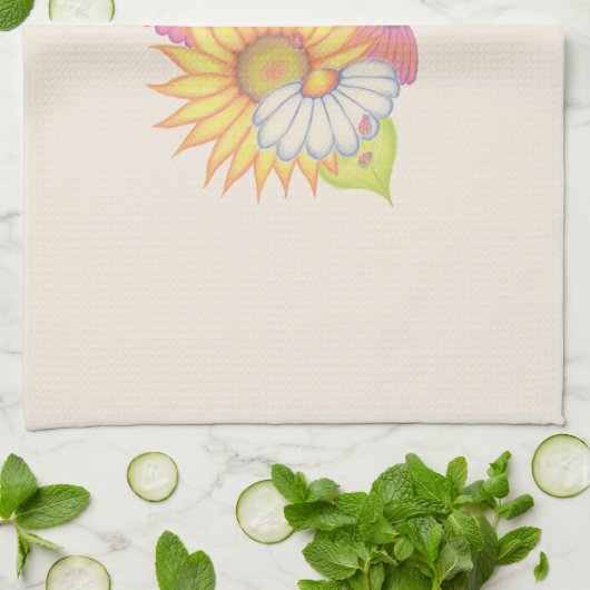Sunflower Daisy Kitchen Towel  Theedoek (Gevouwen)
