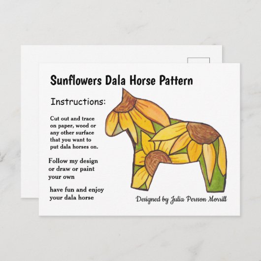 Sunflower Dala Horse Pattern to Share Feestdagenkaart (Voorkant / Achterkant)