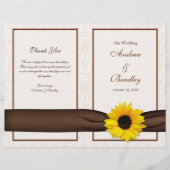 Sunflower Damask Floral Wedding Programme (Voorkant)