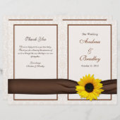 Sunflower Damask Floral Wedding Programme (Voorkant / Achterkant)