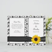 Sunflower Damask Floral Wedding Programme (Staand voorkant)