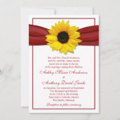 Sunflower Deep Red Ribbon Weddenschap Kaart (Voorkant)
