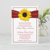 Sunflower Deep Red Ribbon Weddenschap Kaart (Staand voorkant)