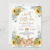 Sunflower Deer Baby shower Invitation (Voorkant)