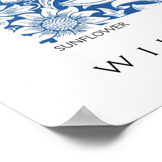 Sunflower Design in Blue William Morris Poster (Hoek)