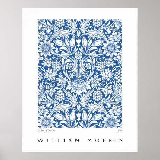 Sunflower Design in Blue William Morris Poster (Voorkant)
