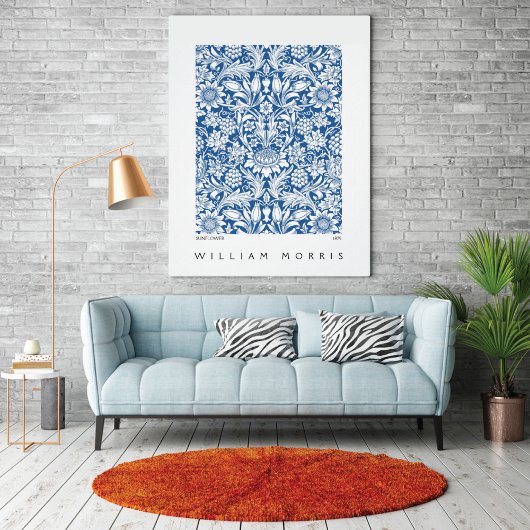 Sunflower Design in Blue William Morris Poster