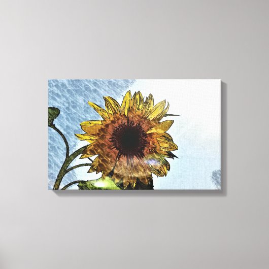 Sunflower Digital Modern Art Canvas Afdruk (Voorkant)