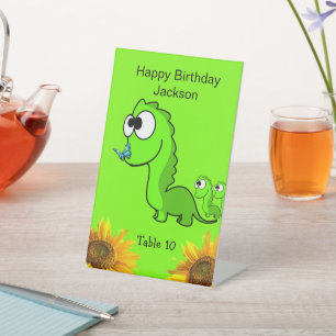 Sunflower Dinosaur Floral Pedestal Sign Reclamebord Met Voetstuk