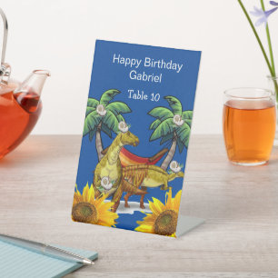 Sunflower Dinosaur Floral Pedestal Sign Reclamebord Met Voetstuk