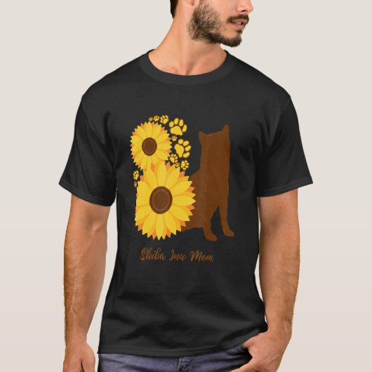 Sunflower Dog Mom - Shiba Inu T-shirt (Voorkant)