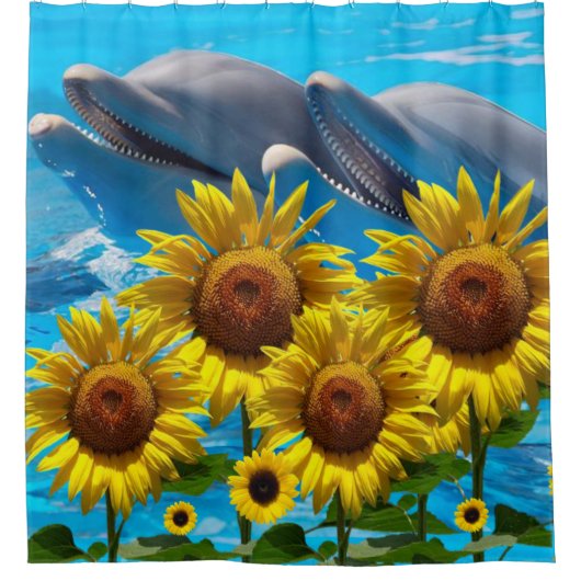Sunflower Dolphin Showgordijn Douchegordijn (Voorkant)