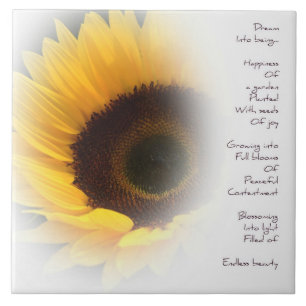 Sunflower Dream Poem Ceramic Tile Tegeltje