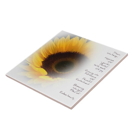 Sunflower Dream Poem Ceramic Tile Tegeltje (Zijkant)