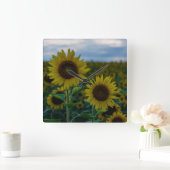 Sunflower Duo Sluiten Vierkante Klok (Huis)