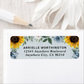 Sunflower Dusty Blue Country Rustige Rozen Weddens Etiket (Insitu)