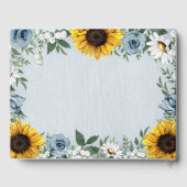 Sunflower Dusty Blue Country Rustige Rozen Weddens Gastenboek (Achterkant)