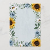 Sunflower Dusty Blue Country Rustige Rozen Weddens Informatiekaartje (Achterkant)