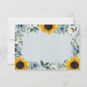 Sunflower Dusty Blue Country Rustige Rozen Weddens RSVP Kaartje (Achterkant)