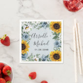 Sunflower Dusty Blue Country Rustige Rozen Weddens Servet (Insitu)