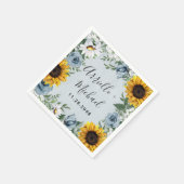 Sunflower Dusty Blue Country Rustige Rozen Weddens Servet (Hoek)