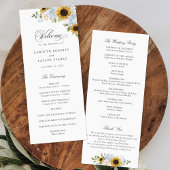 Sunflower Dusty Blue Floral Rustic Wedding Program Programmakaart