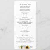 Sunflower Dusty Blue Floral Rustic Wedding Program Programmakaart (Achterkant)