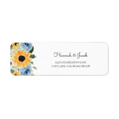 Sunflower Dusty Blue Floral Wedding Return Address Etiket (Voorkant)