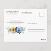 Sunflower Dusty Blue Peony Calendar Save the Date Briefkaart (Achterkant)