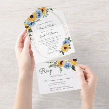 Sunflower Dusty Blue Rustic Rozen Wedding