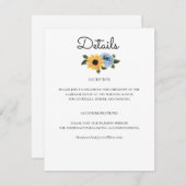 Sunflower Dusty Blue Rustic Wedding Informatiekaartje (Voorkant / Achterkant)