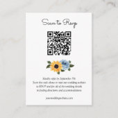 Sunflower Dusty Blue Rustic Wedding QR Code RSVP Informatiekaartje (Voorkant)