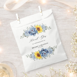 Sunflower Dusty Blue Slate Peony Floral Wedding Bedankzakje